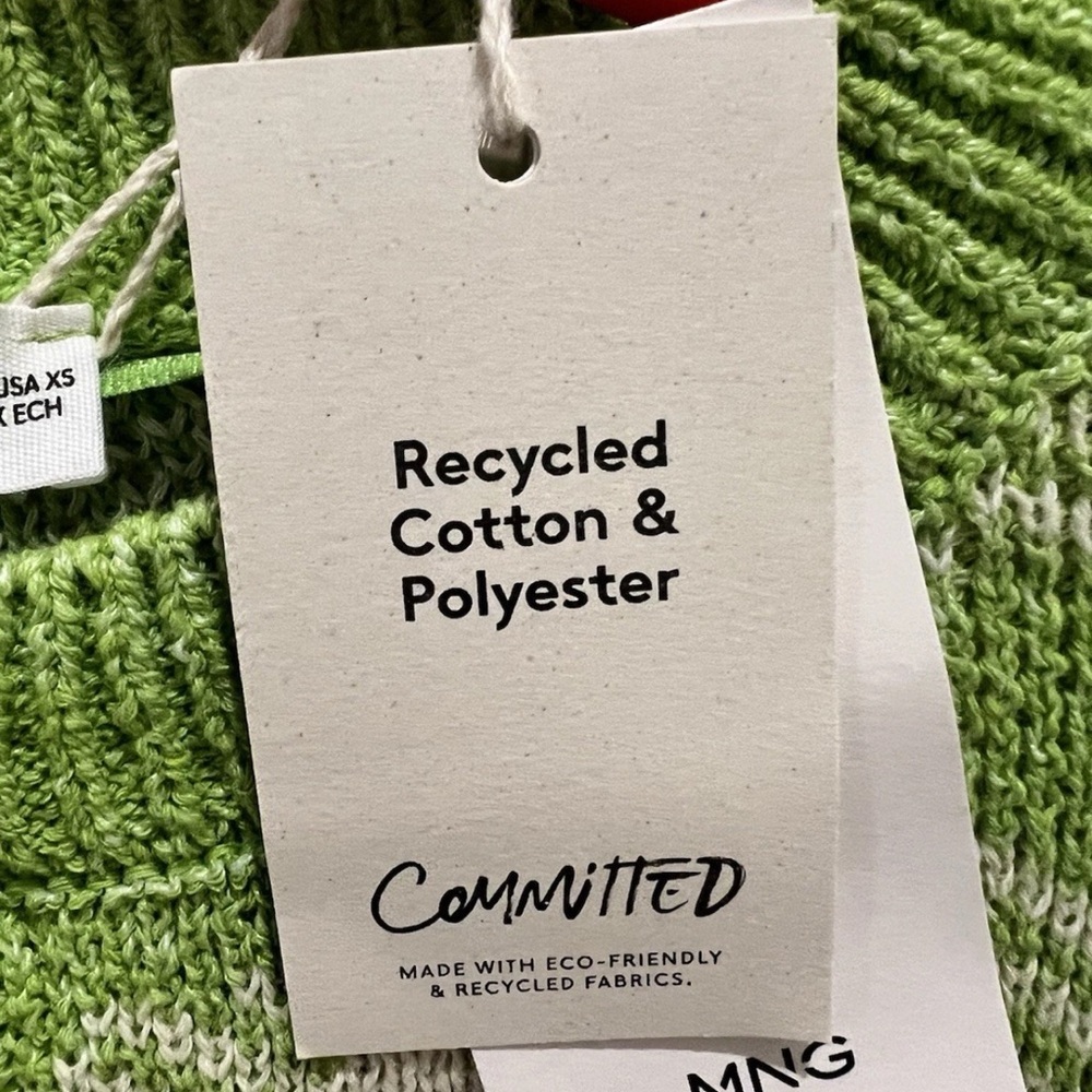 NWT MNG XS Pearl & Gold Button Cardigan Lime Green Sustainable Recycled Material - Picture 6 of 8